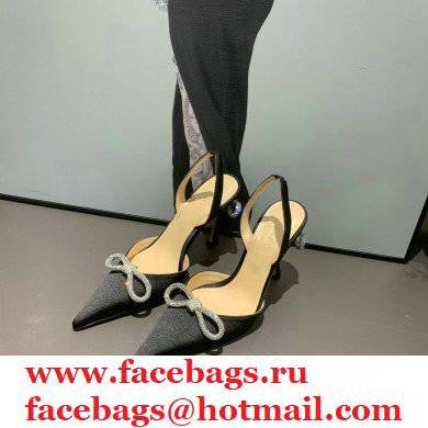 Mach & Mach 9cm heel Women's Black Satin Double Bow Pumps - Click Image to Close